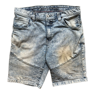 Bauhaus Casual Light Blue Dirty Denim Men's Shorts Size 36 Moto Jean Casual